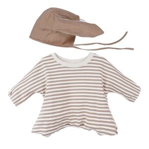 Baby Unisex Beige Striped Eeyore Hat Romper Set